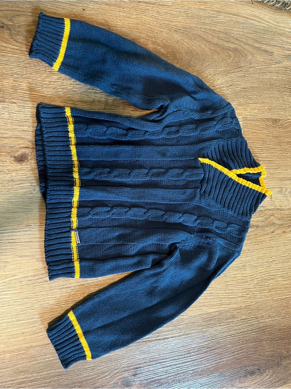 Tahari, Navy Knit Sweater with Yellow Accents, Boy 3T